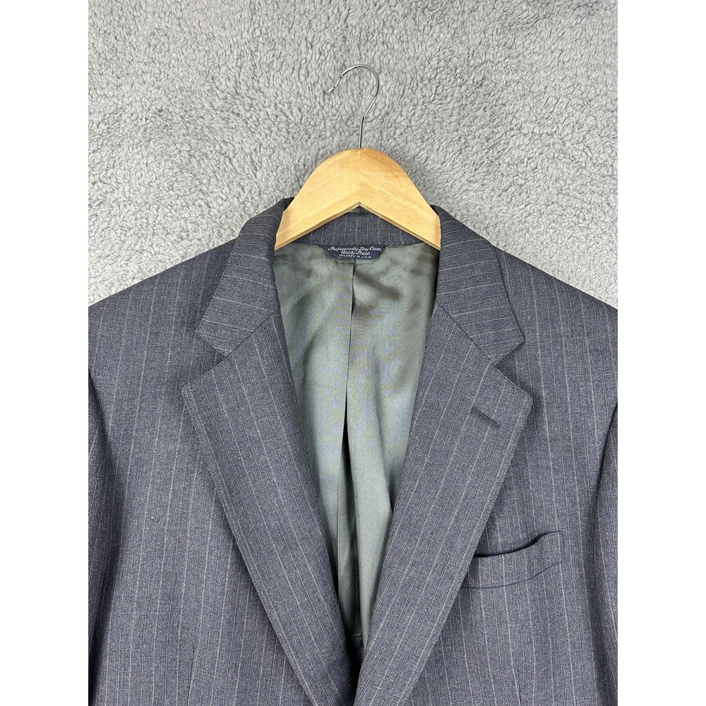 Vintage Cricketeer Blazer Mens 44 Gray Pinstripe Wool Sport Coat Jacket Made USA